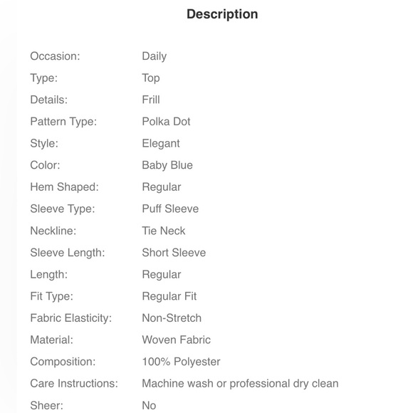 Polka Dot Print Tie Neck Puff Sleeve Ruffle Blouse - Light Blue - Picture 8 of 9